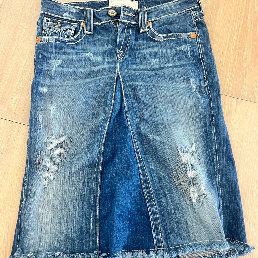 Big Star Blue Distressed Denim Skirt